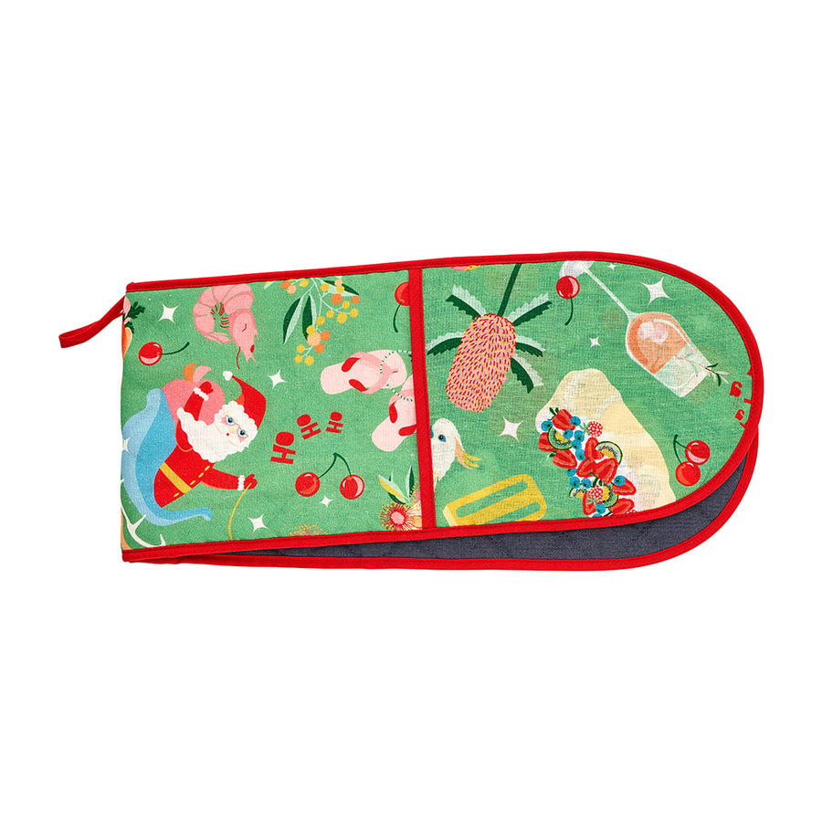 Holiday Green Double Oven Mitt