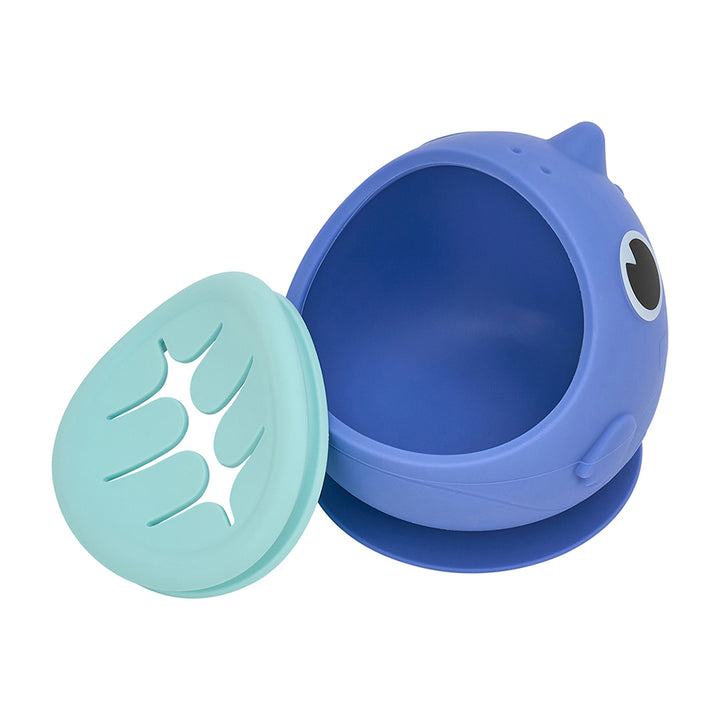 Silicone Snack Bowl Dino - blue