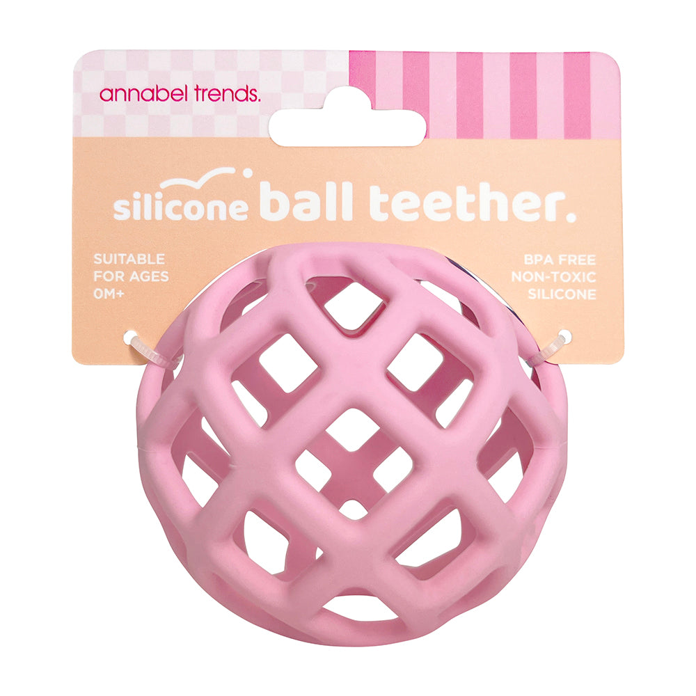 Silicone-Ball-Teether-Pink-Backing-board