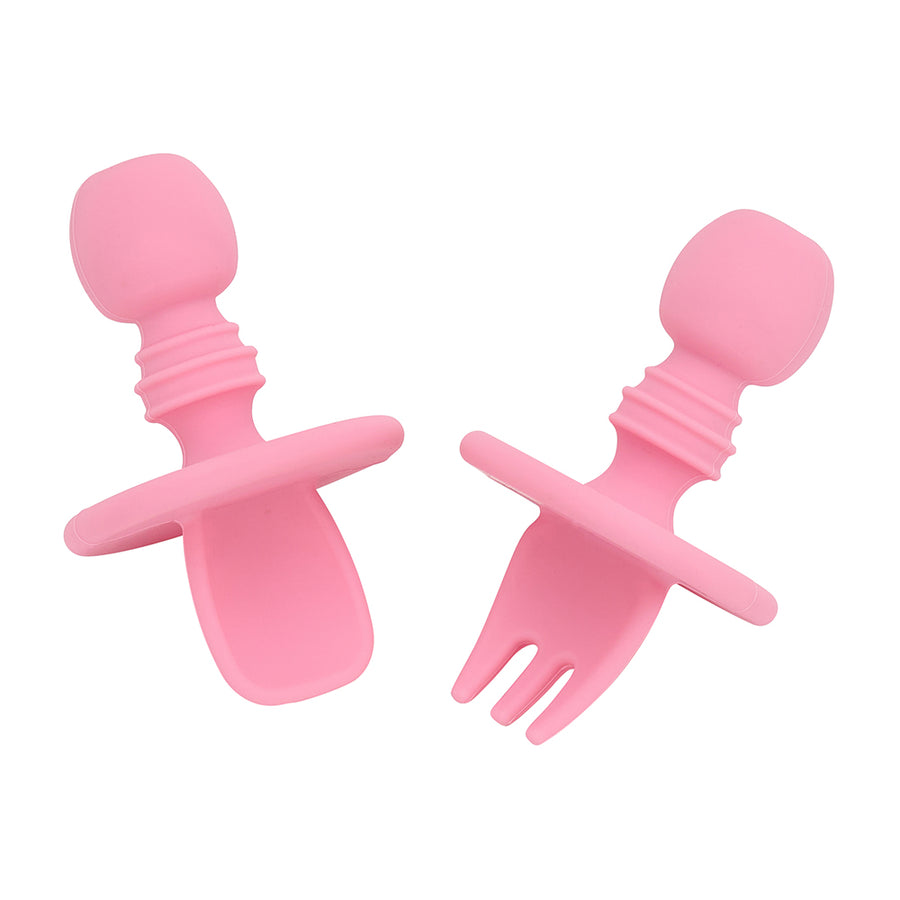 Silicone Little Spoon & Fork Set - Pink