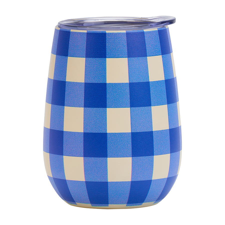 Wine Tumbler cobalt check