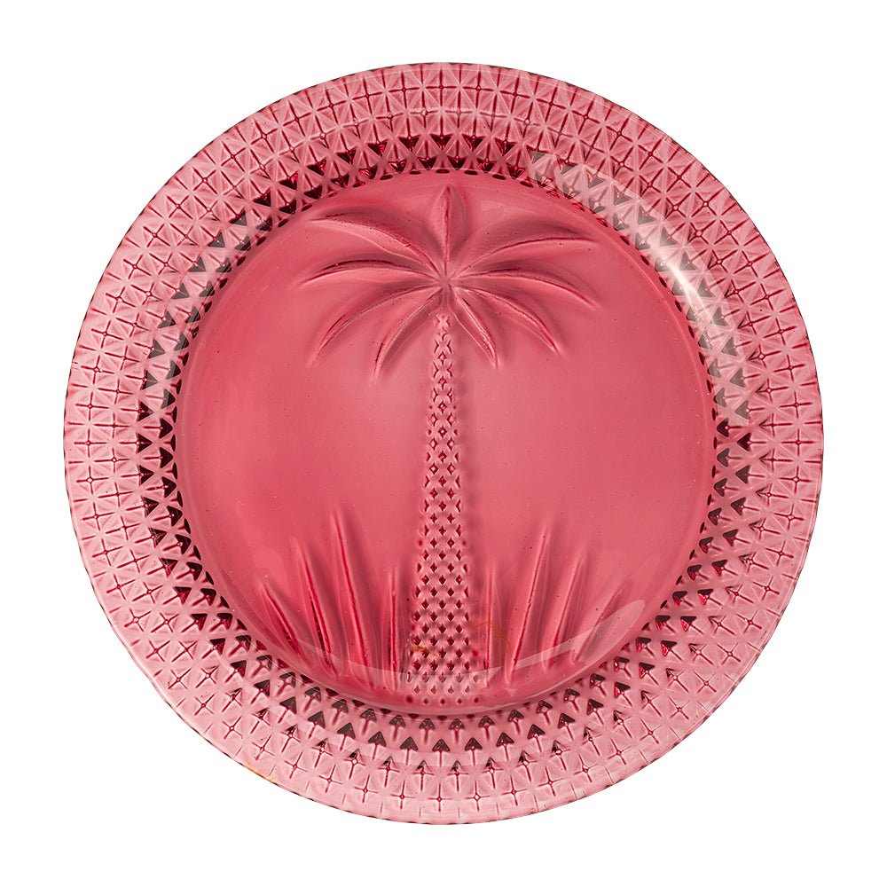 Pink Palm Glassware - Plate