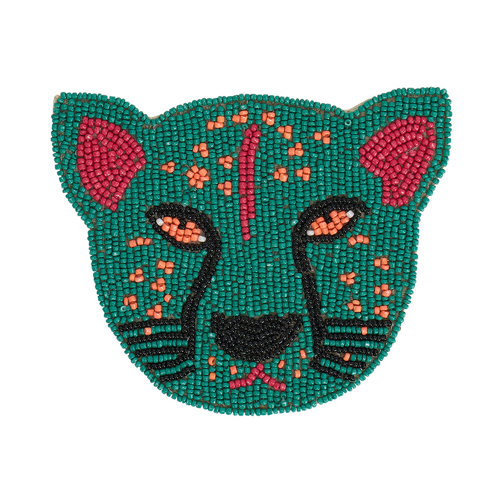 cheetah-head-beaded-coaster-green