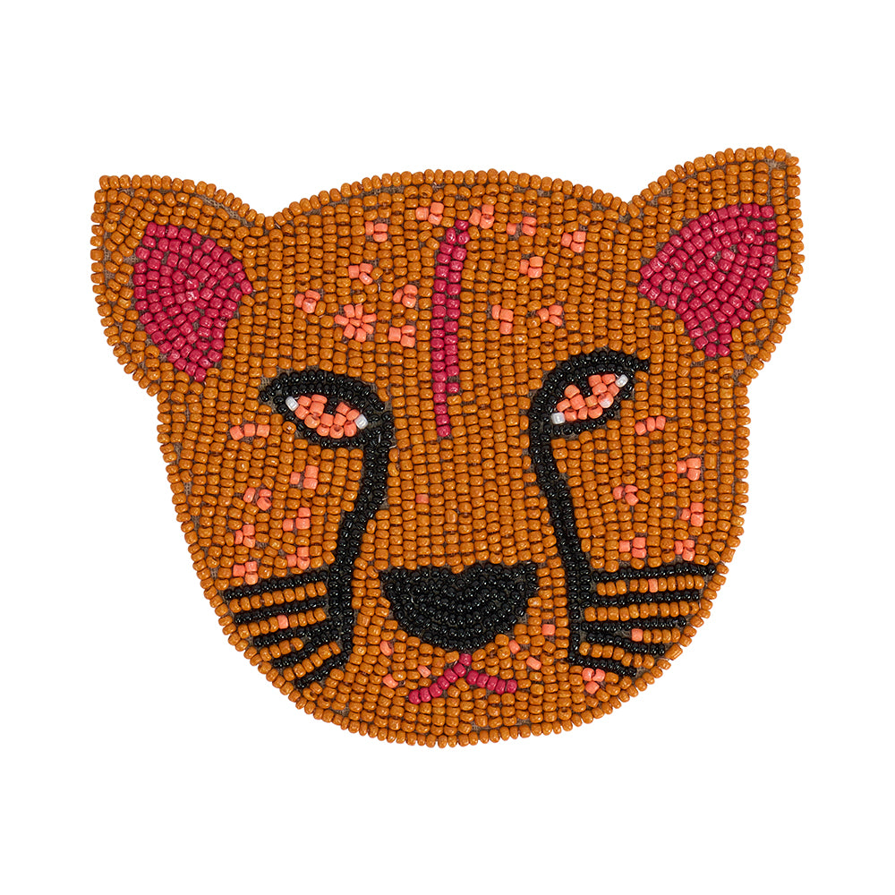 cheetah-head-beaded-coaster-yellow