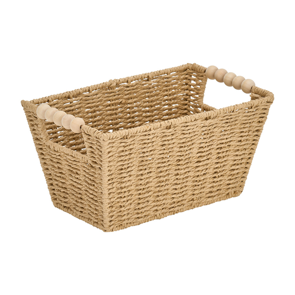 Papier Woven Basket - Beaded Natural