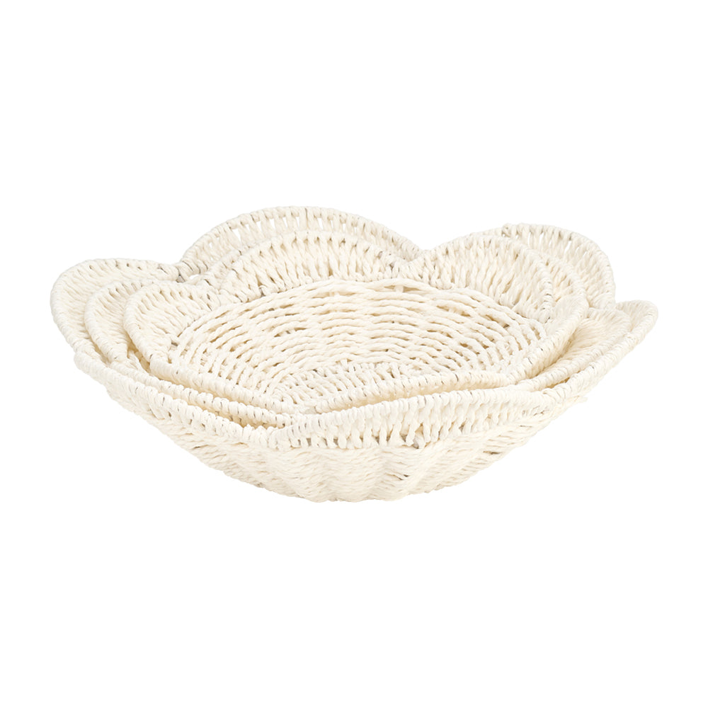 Papier woven Basket Set - White