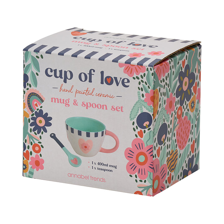 Ceramic Cup of Love Mug & Spoon Set