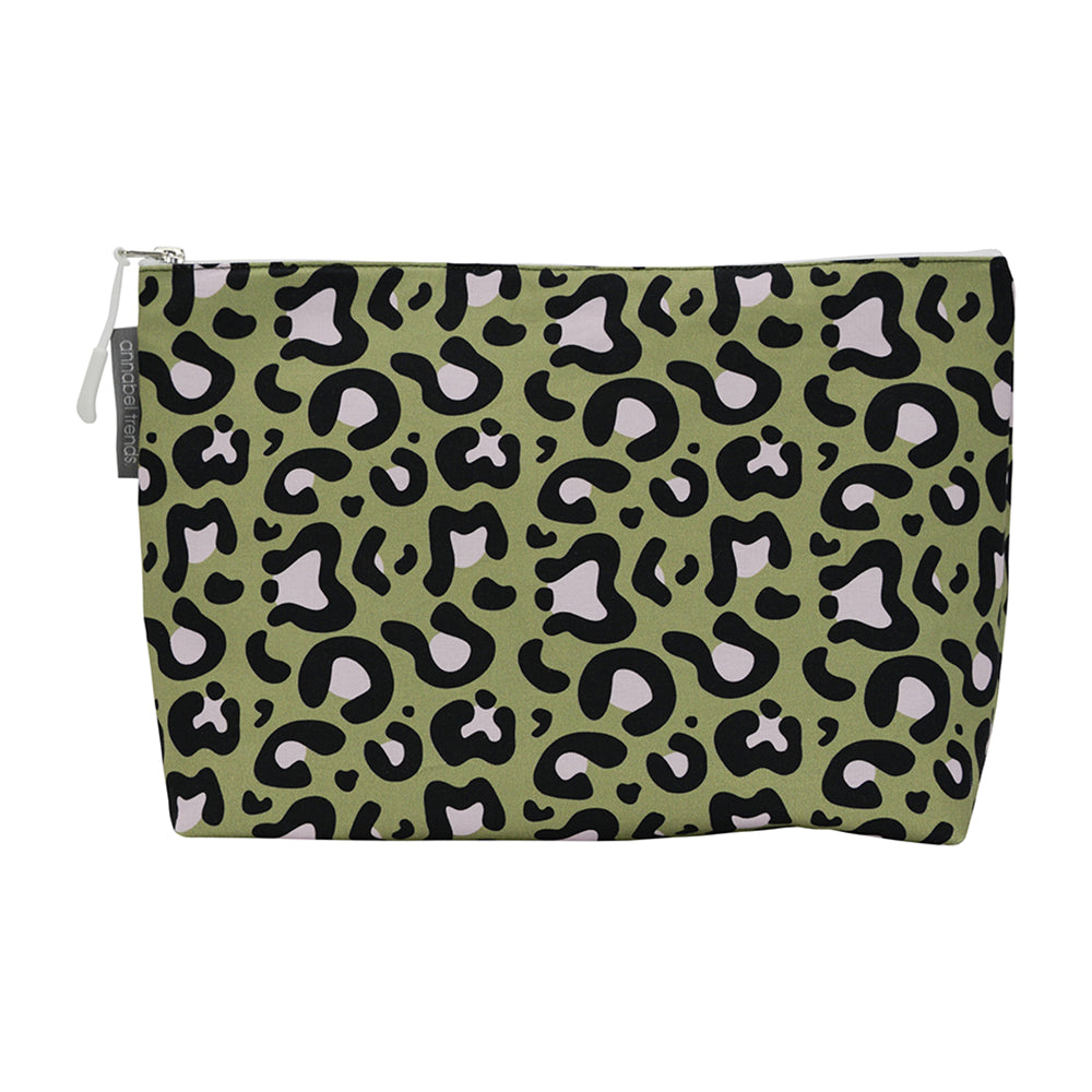 Ocelot Pink Khaki Cosmetic Bag