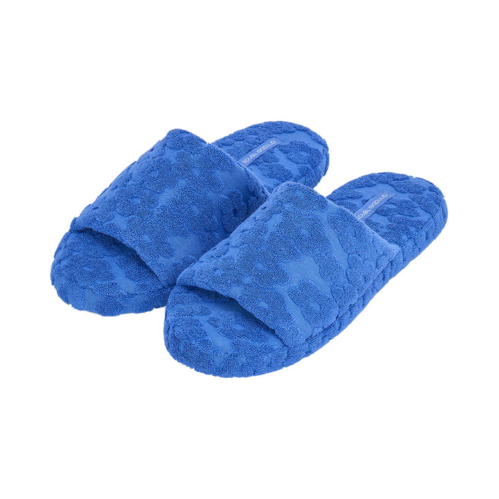 Terry Slide Slipper - Flower Blue