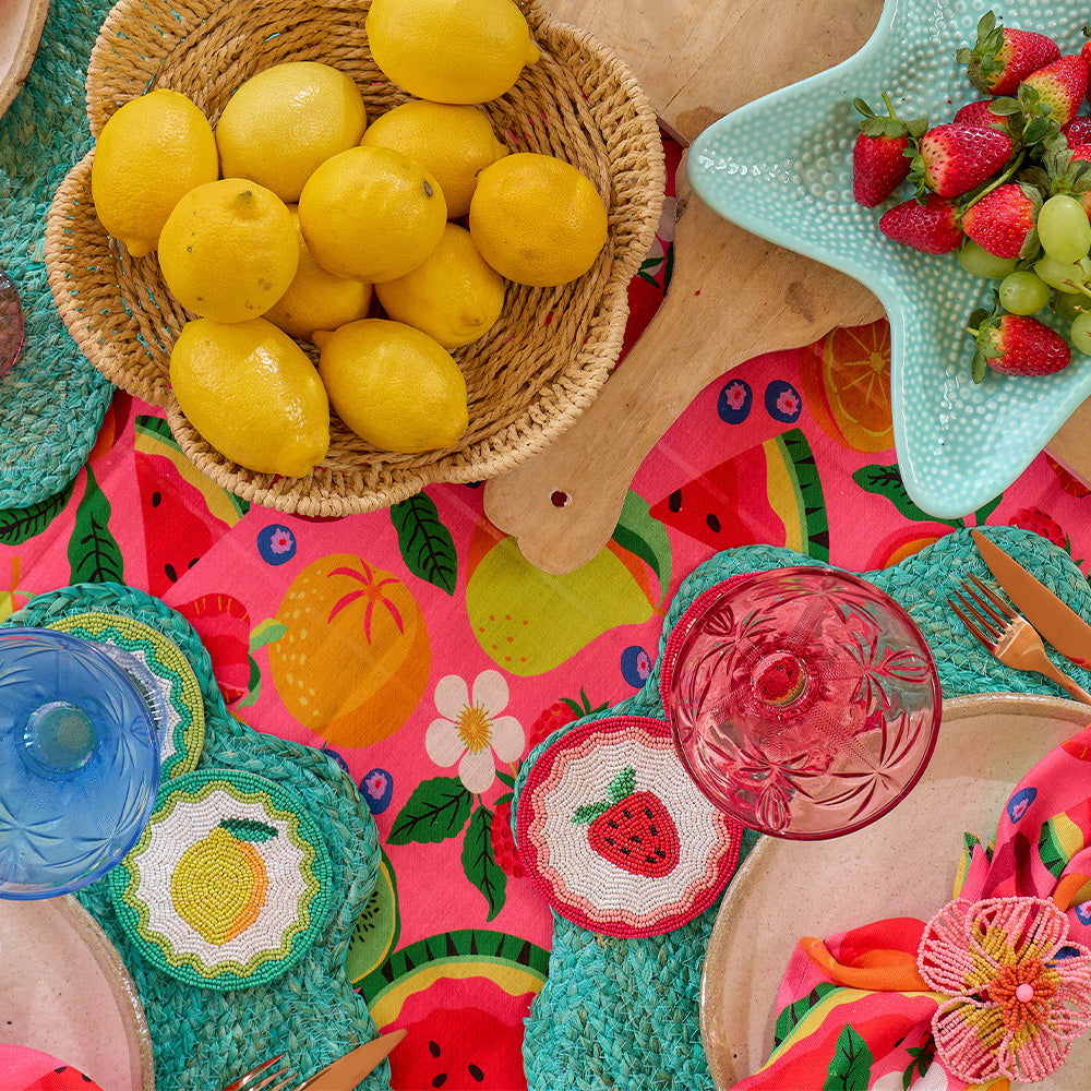 Annabel Trends - Beaded Coaster - Fruity - Tropicana - Tablecloth