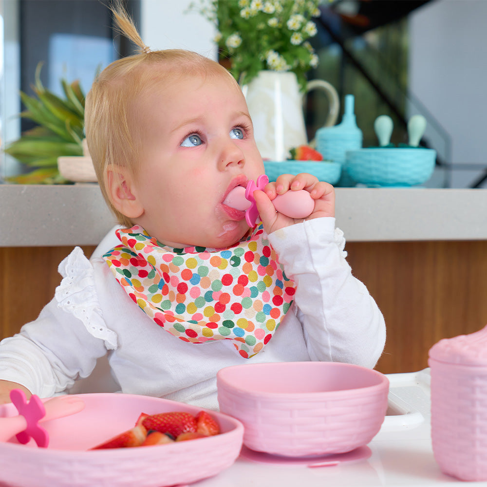 Flower Fork and spoon set - rattan silicone serving ware