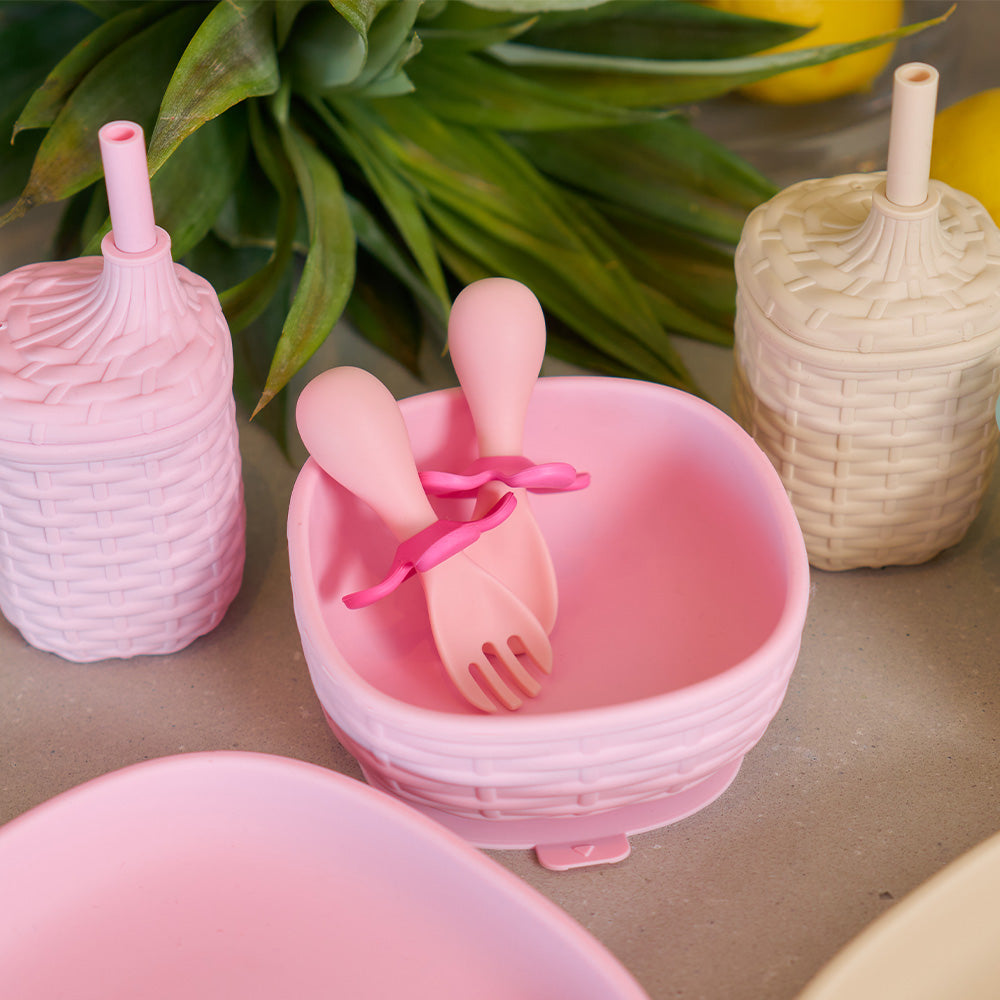 Annabel Trends - Flower Fork and spoon set -  rattan silicone