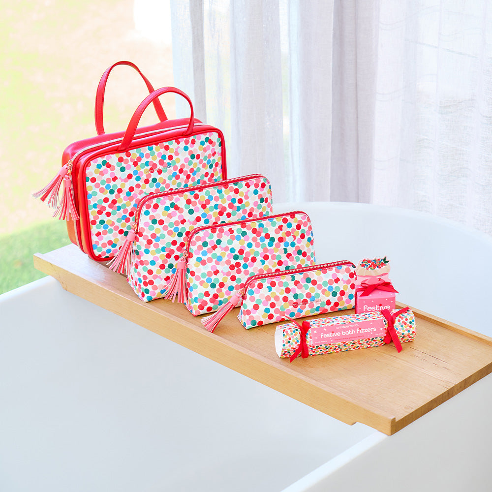 confetti vanity toiletry bags christmas