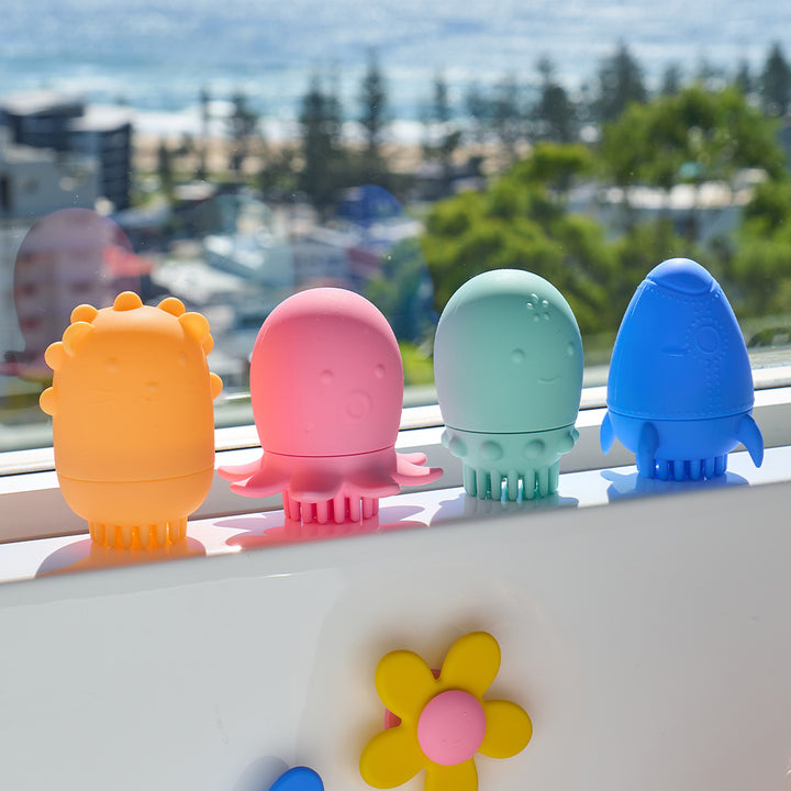 Annabel Trends - Bath Toys - Rocket - Silicone Bath Brush - waterplay - squid - octopus 