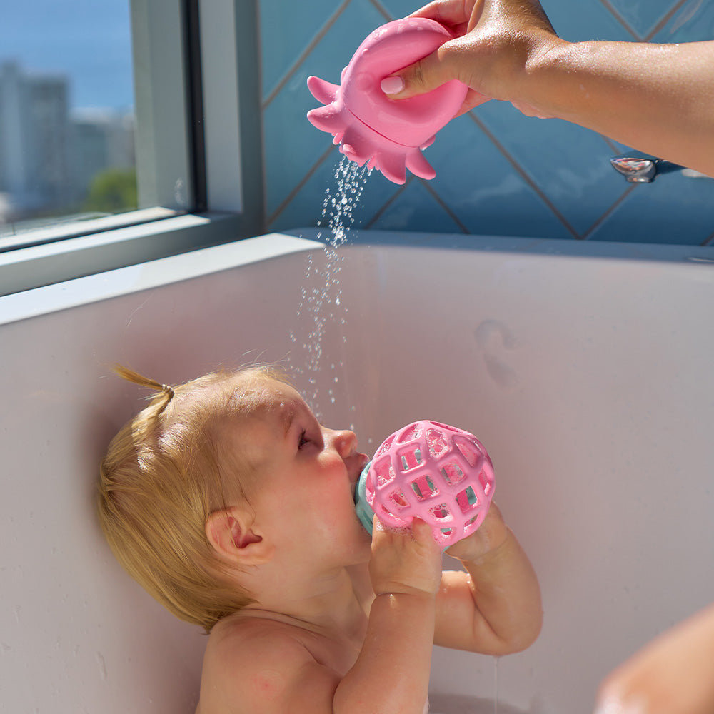 Annabel Trends - Silicone Ball Teether - Pink - Aqua - Bath Toys