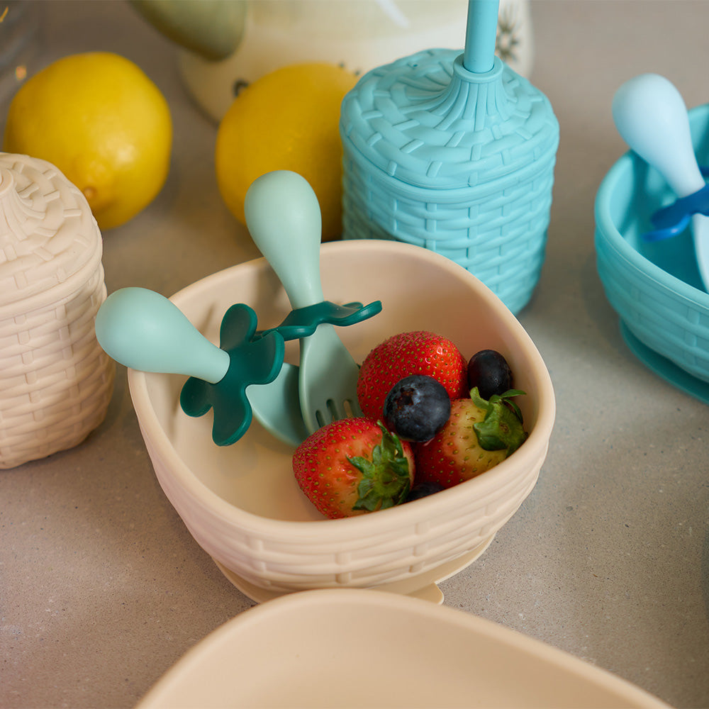 Annabel Trends - Silicone Rattan Dinner Set  - Aqua 