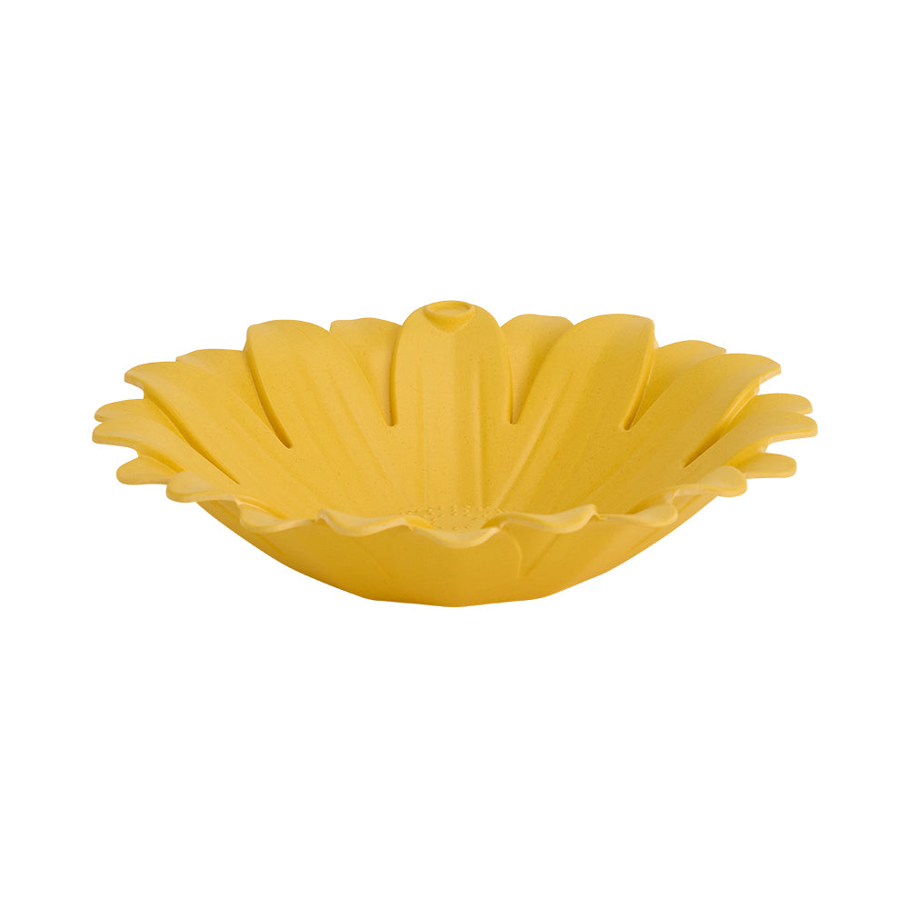 bamboo bird bath yellow sunflower