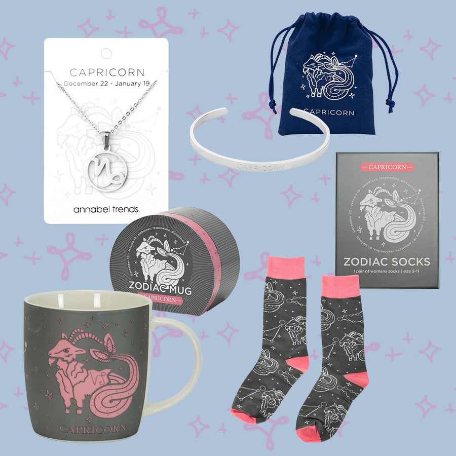 zodiac boxed socks bundle capricorn mug cuff bracelet necklace pendant