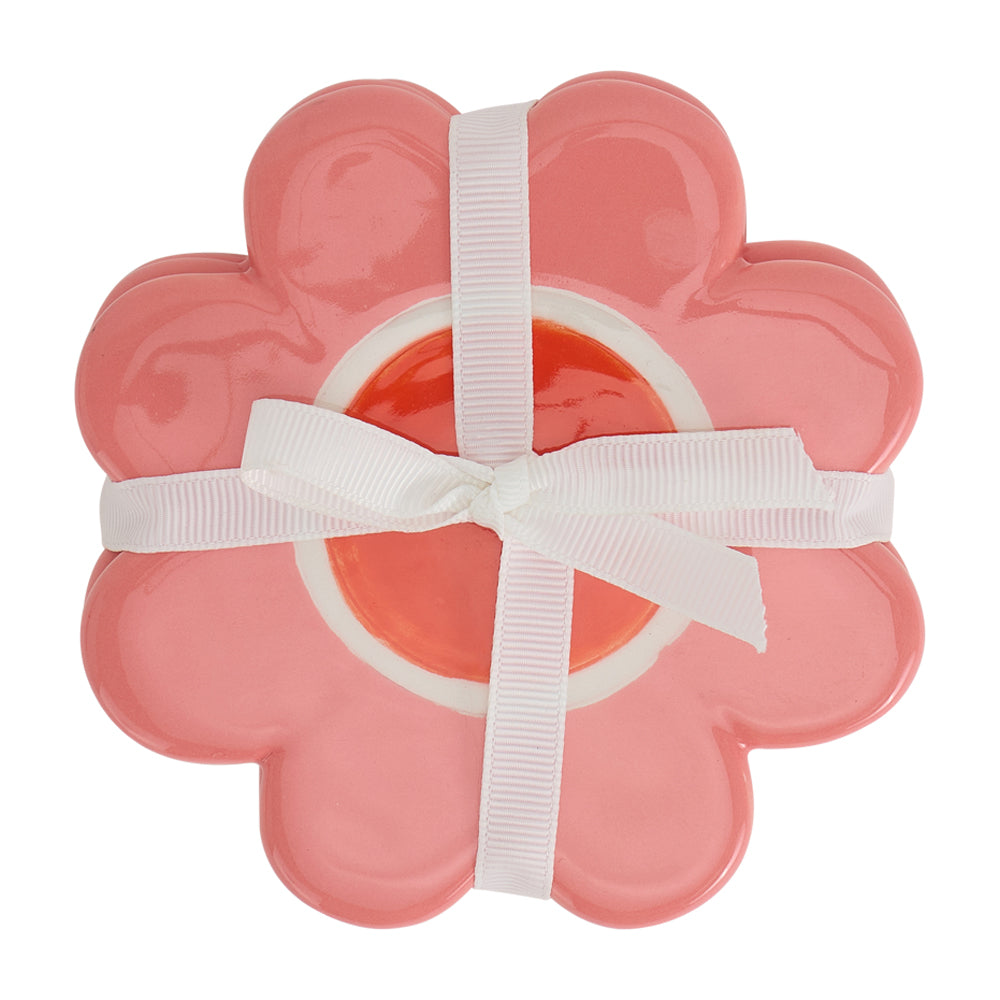 Ceramic coaster flower pink