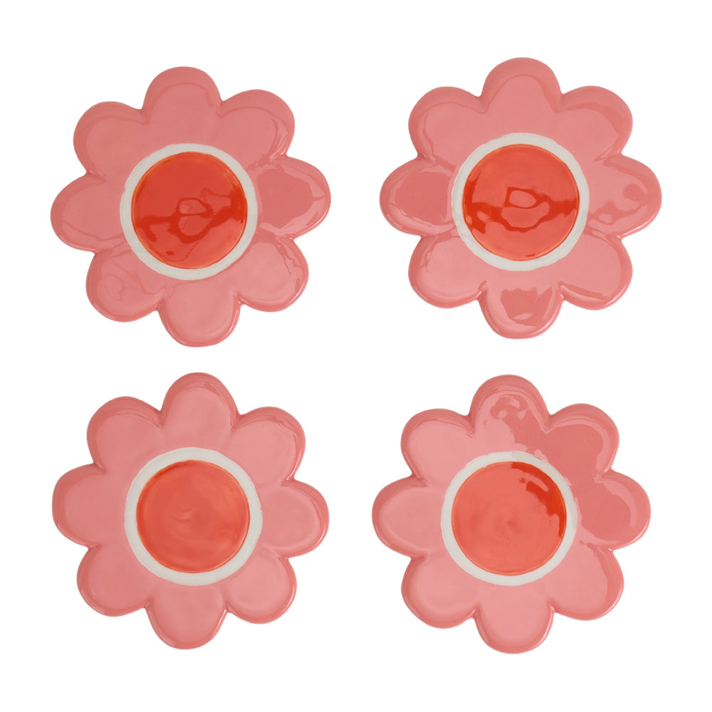 Ceramic coaster flower pink