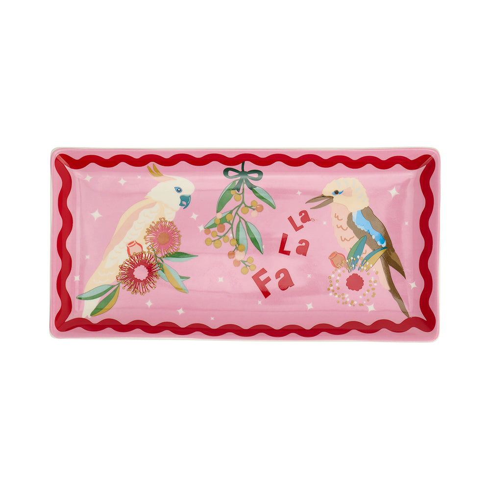 Festive Birds Plate - rectangle