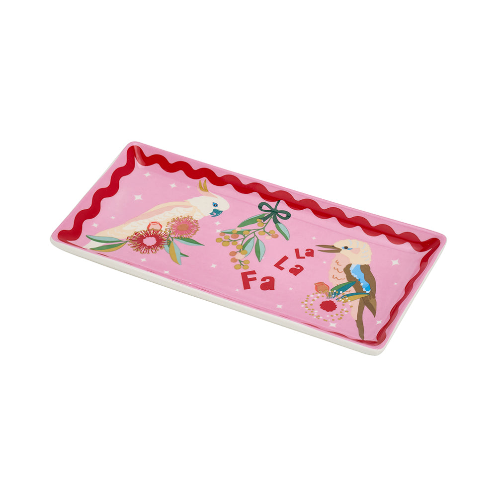 Festive Birds Plate - rectangle