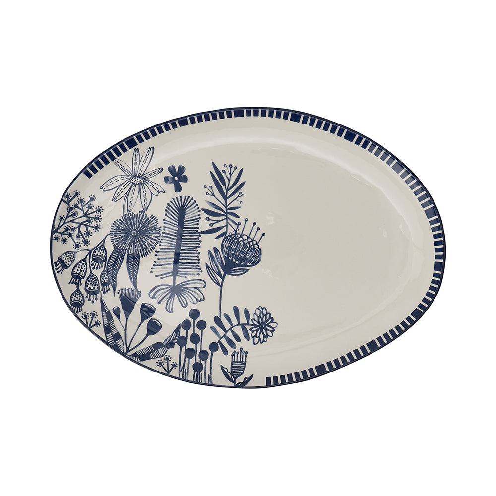 navy native ceramic platter