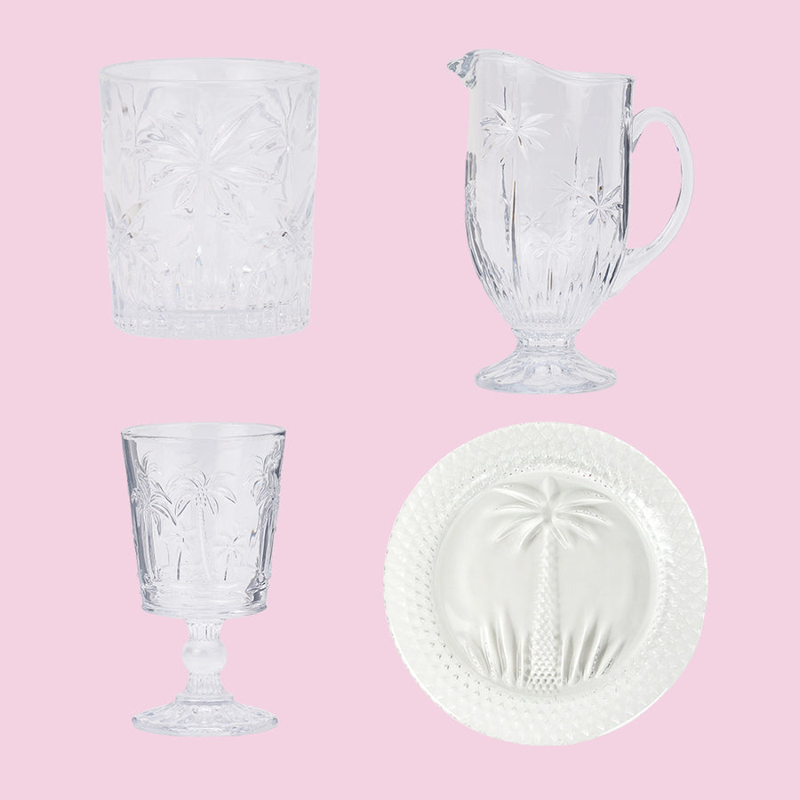 clear-palm-glassware-bundle-jug-goblet-tumbler-plate-carafe