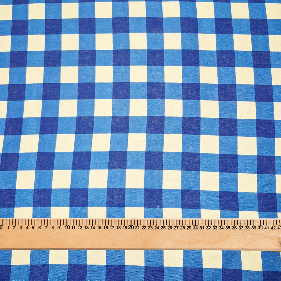 Fabric by the metre - Cobalt Check - Linen