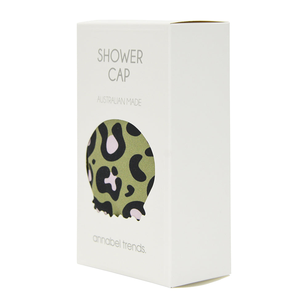 ocelot pink khaki shower cap box