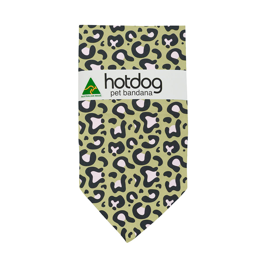 ocelot pink khaki hot dog bandana