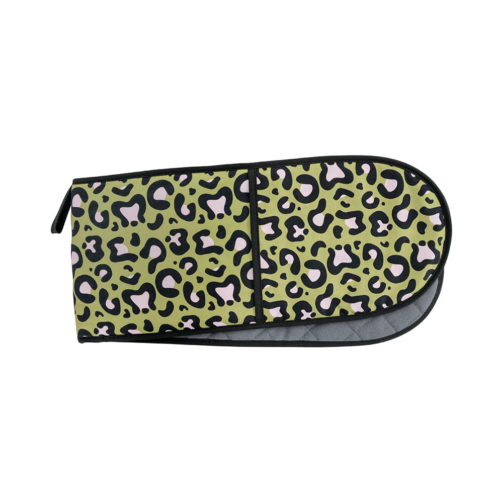 ocelot pink khaki - double oven mitt