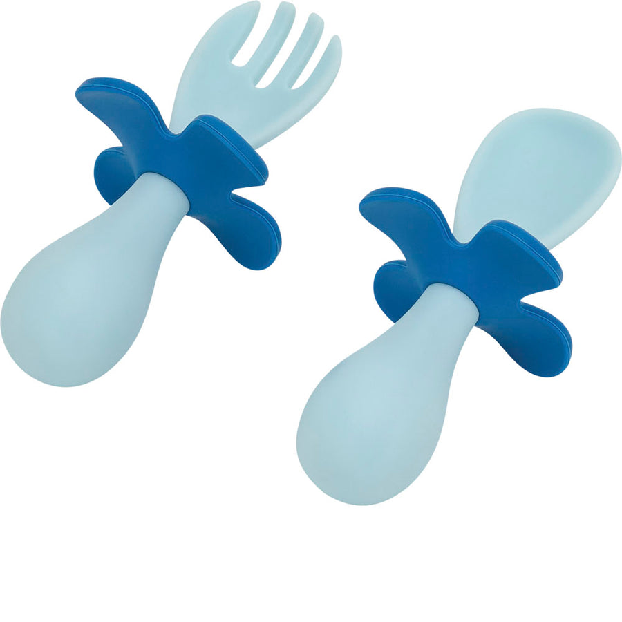 Flower Fork and Spoon Set -  Blue