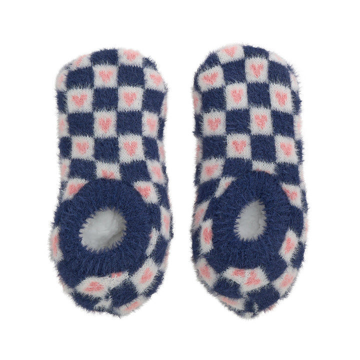 fuzzy bootie navy heart