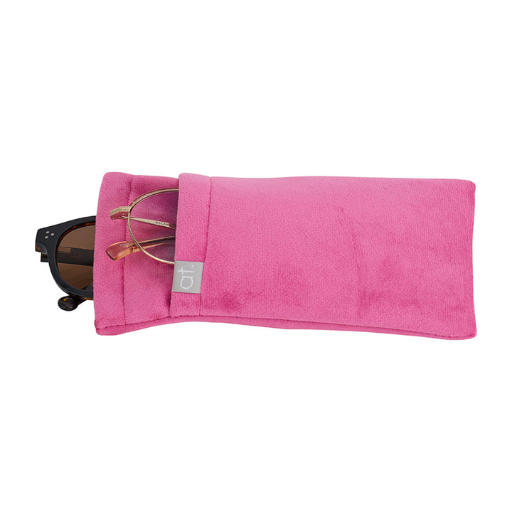 velvet double glasses case hot pink