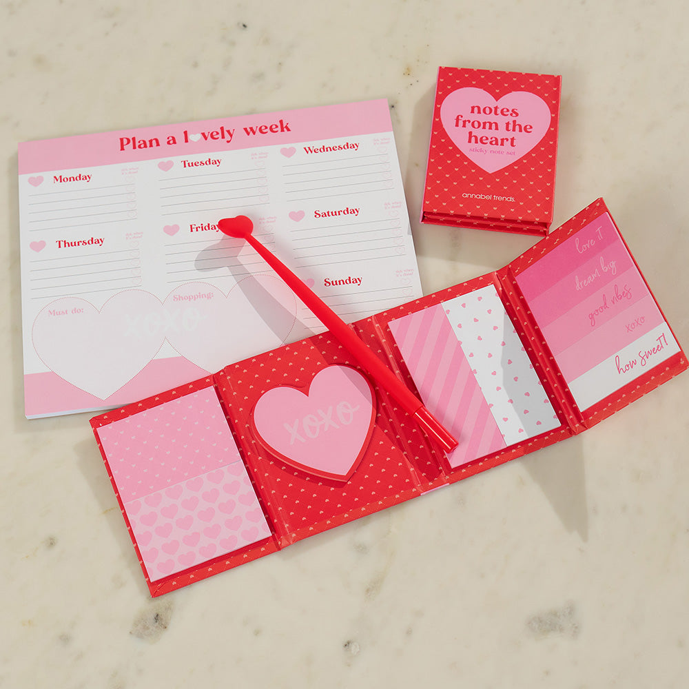 heart wobble pens note pads weekly planner sticky notes