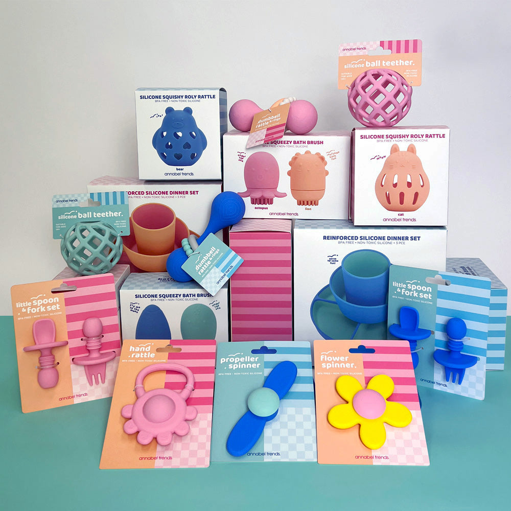 Anaabel Trends - Silicone Kids Range - Pink - aqua - blue - peach