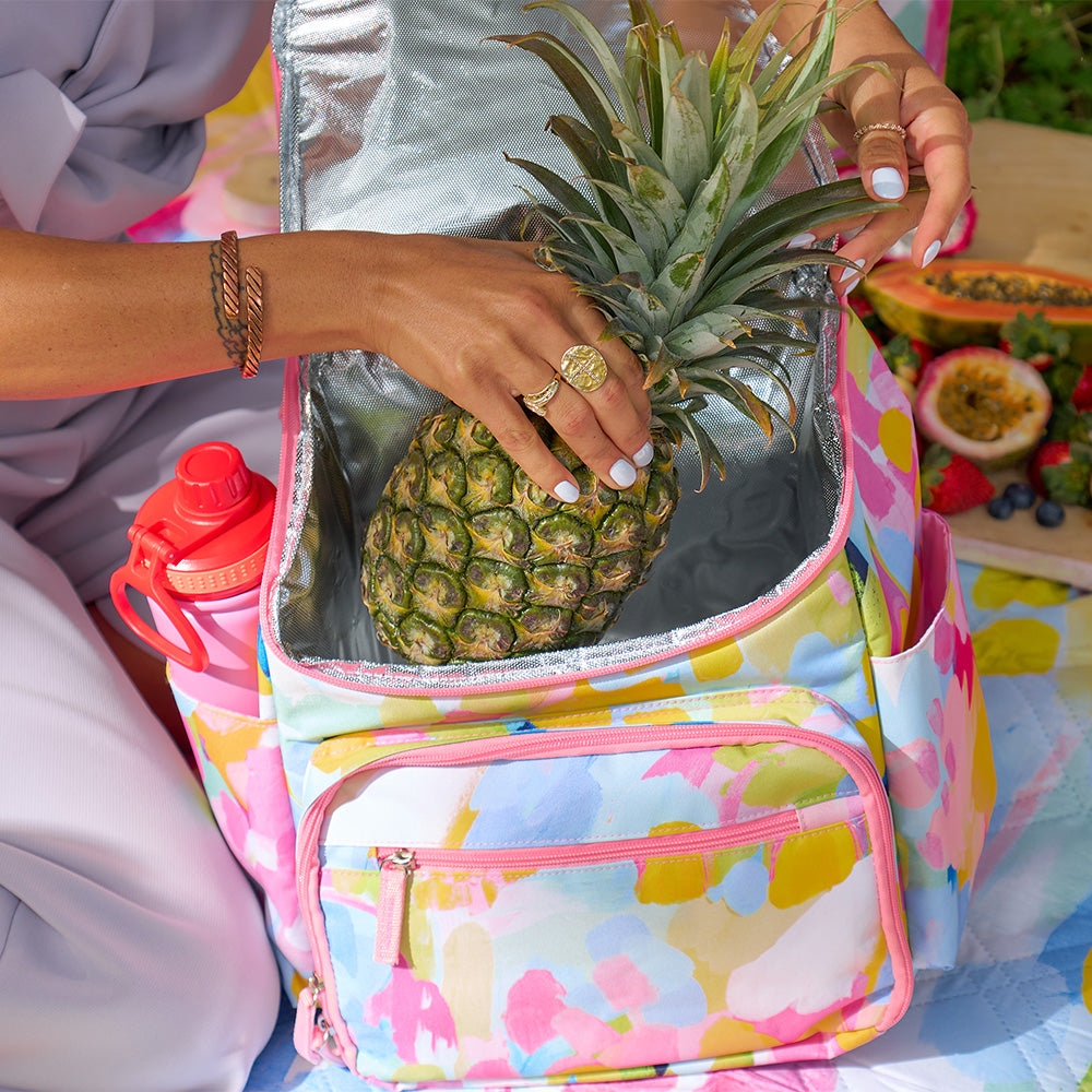 Annabel Trends - Picnic Cooler Lunch  - Backpack - Good Vibes - Lunch Bag - wine tumblers