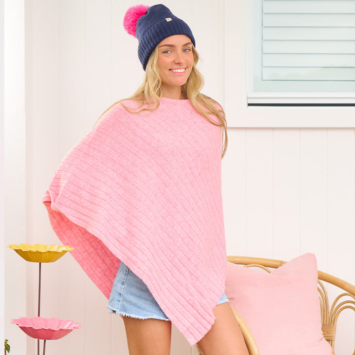 poncho-knitted-light-pink-beanie-sock-set