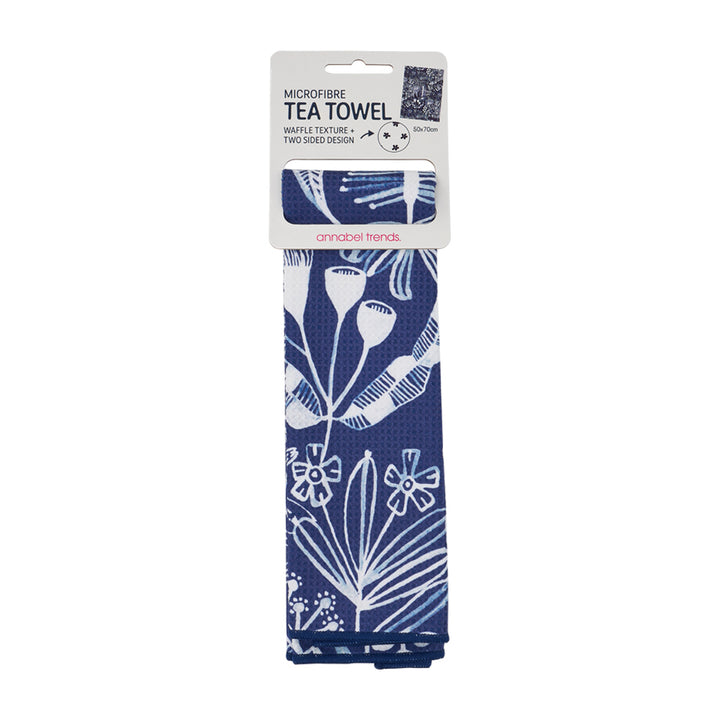 microfibre tea towel navy native