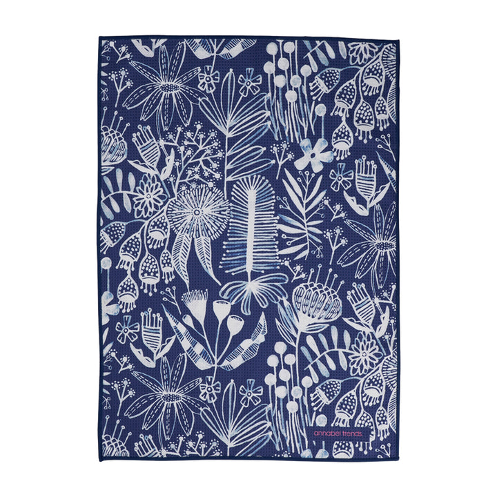 microfibre tea towel navy native