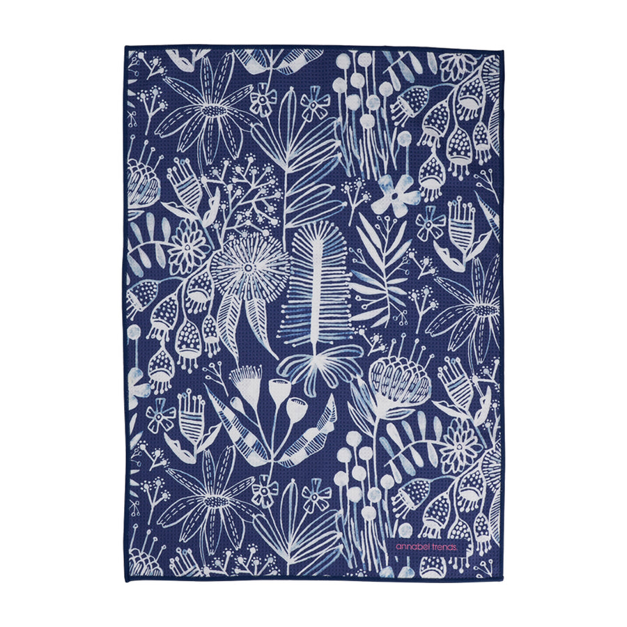 microfibre tea towel navy native