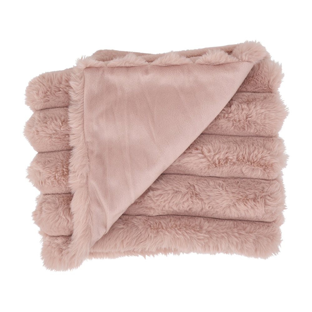 kids baby faux fur throw dusty pink