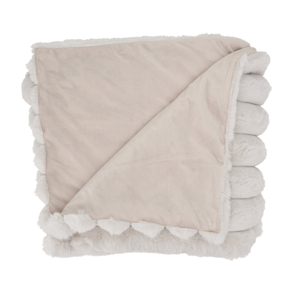 faux fur ribbed throw dove grey