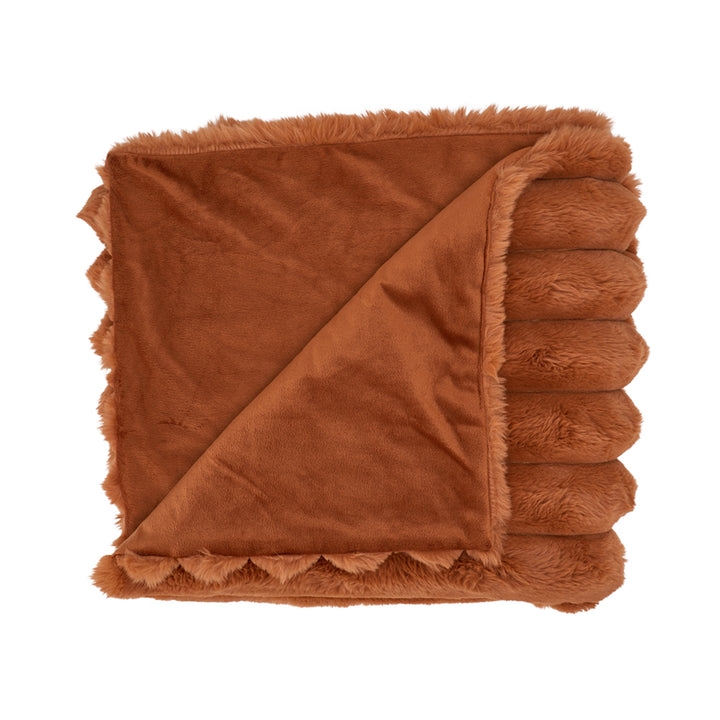 faux fur ribbed throw toffee