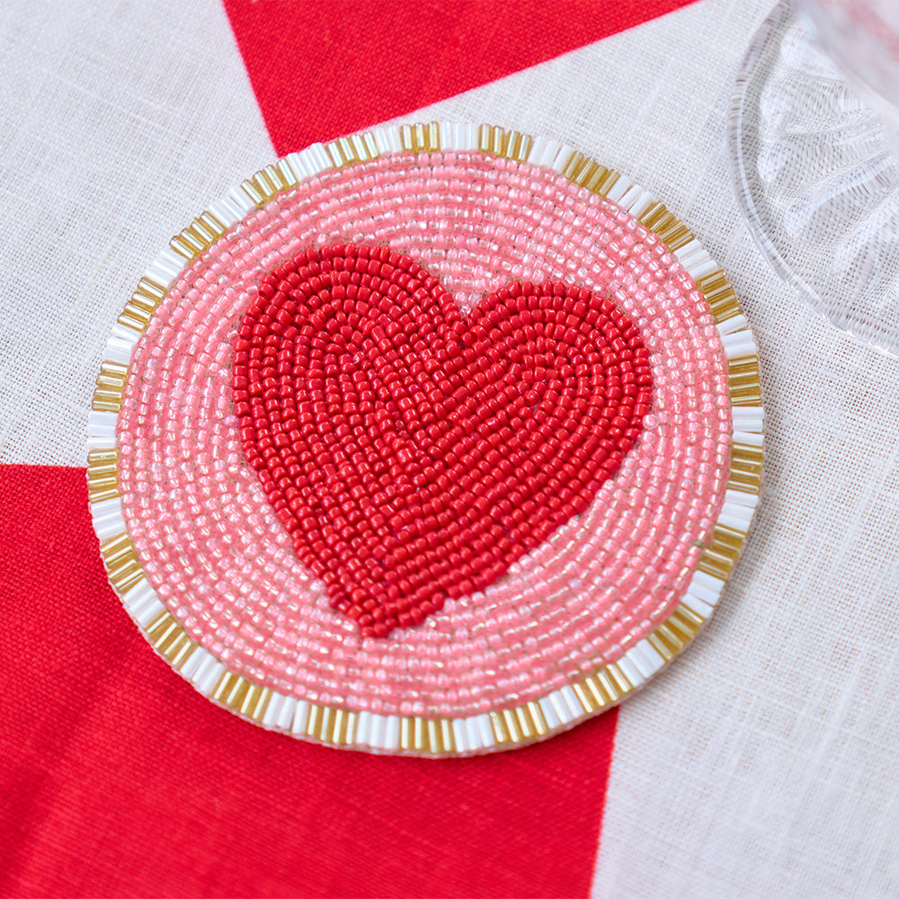 beaded coaster love heart