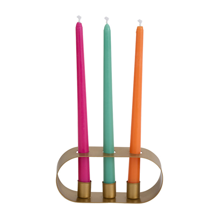 candle holder trio gold with jewel candles