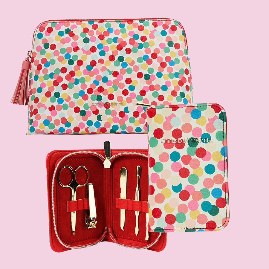 vanity bundle manicure toiletry bag confetti