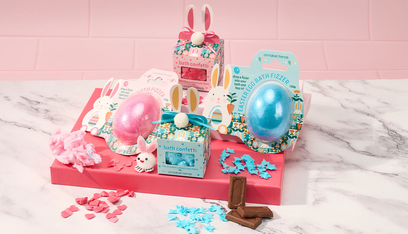 annabel trends easter bath gifts - bath confetti and bath fizzers