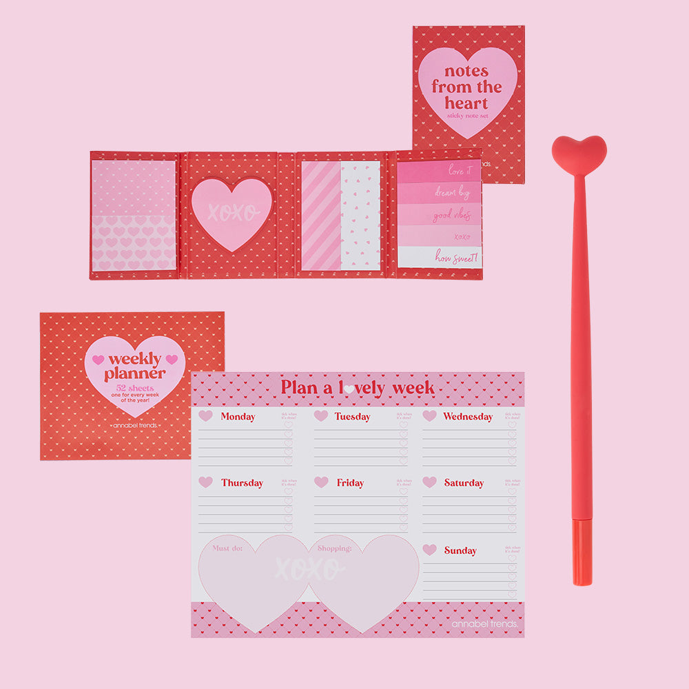 LOVE HEART STATIONERY VALENTINES DAY BUNDLE GALENTINES